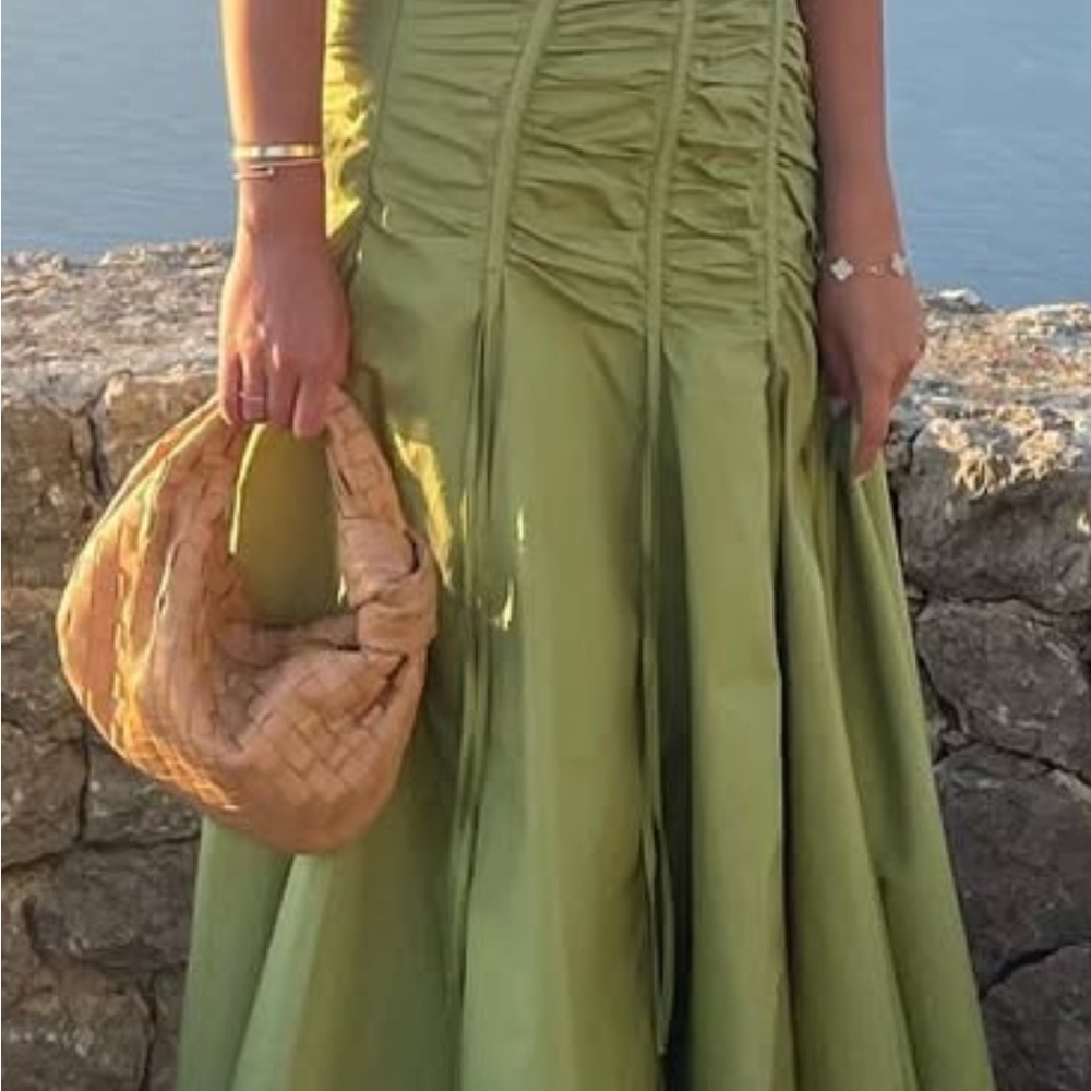 Aje Lime Green Ruched Midi Skirt - Picture 2 of 4